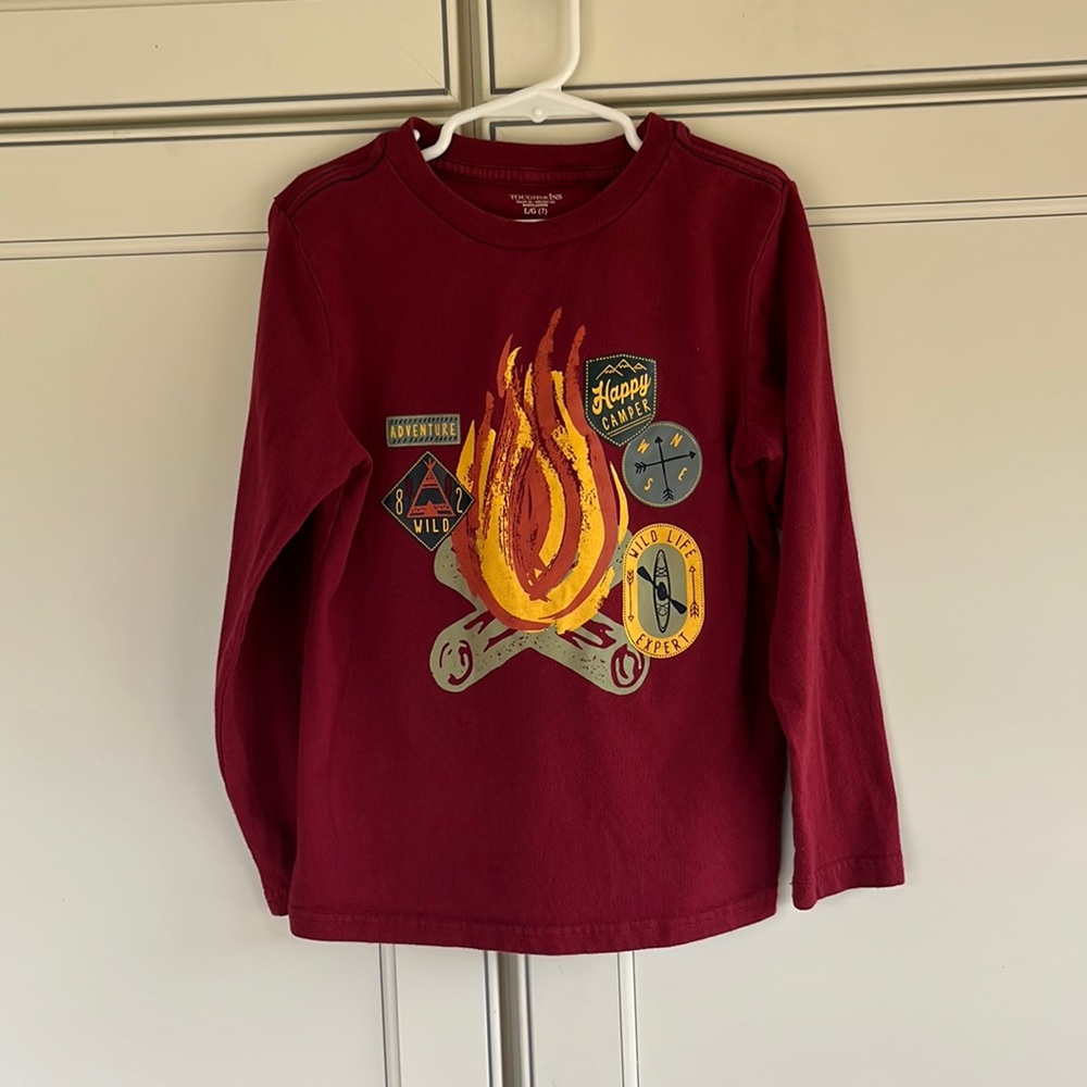 Toughskins  Happy Camper Long Sleeve Tee in Maroon-size L/G (7)